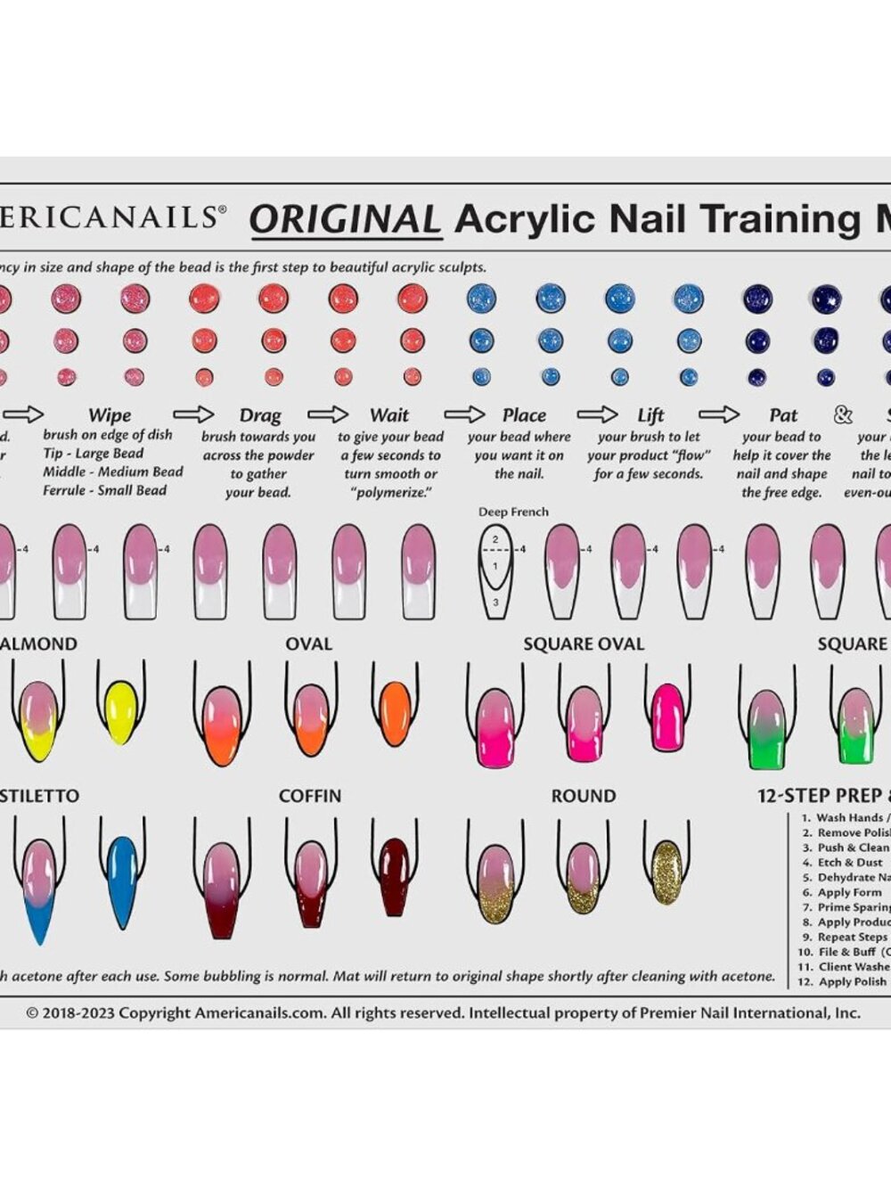 Acrylic Nail Training Mat - Silicone Trainer Sheet for Application Practice, Fle